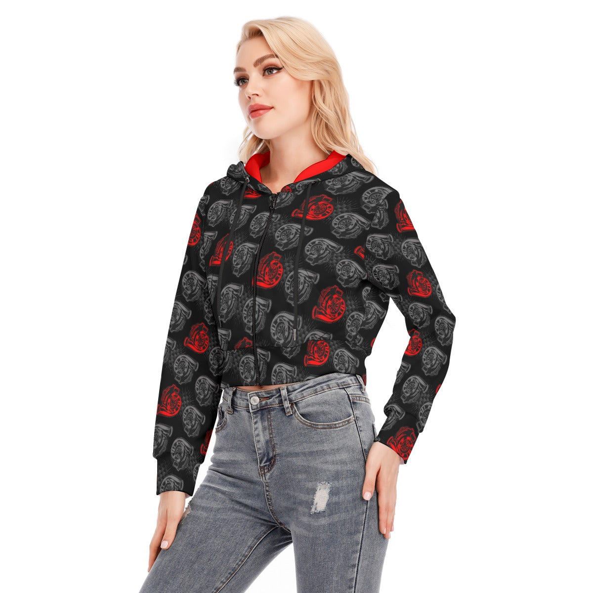Turbo Women's Crop Top Hoodie With Zipper Closure