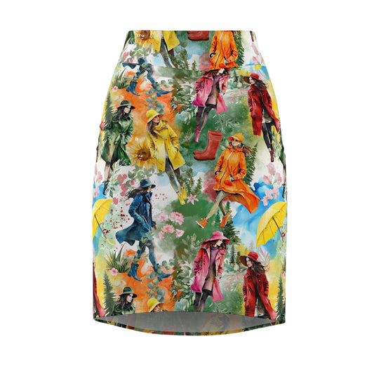 Rainbow Rain Pencil Skirt