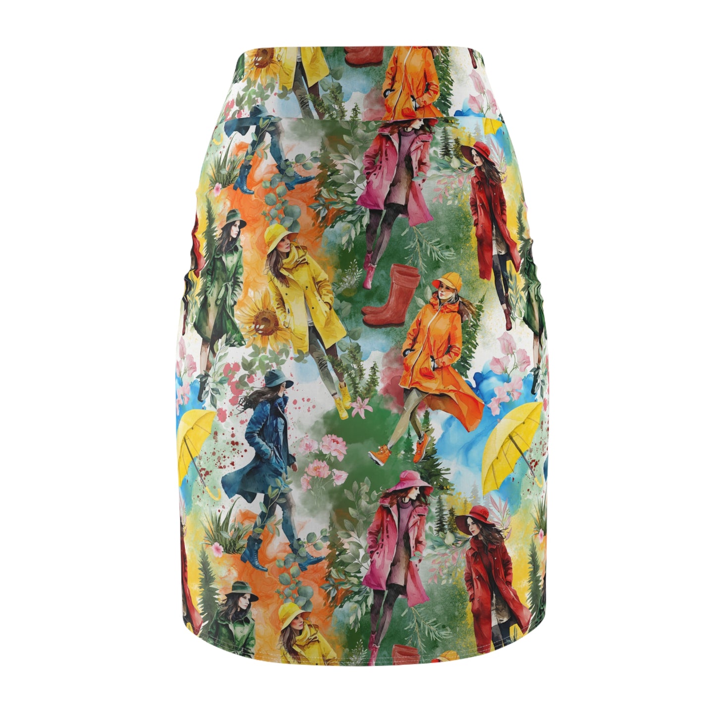 Rainbow Rain Pencil Skirt