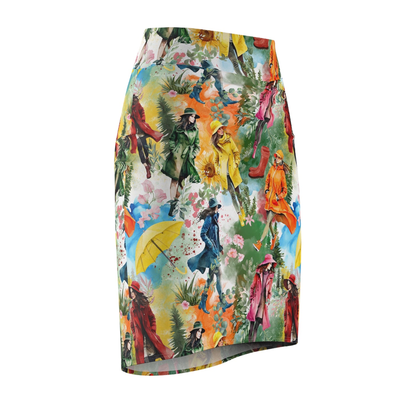 Rainbow Rain Pencil Skirt