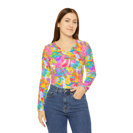 Gummy Bear Long Sleeve V-neck Shirt