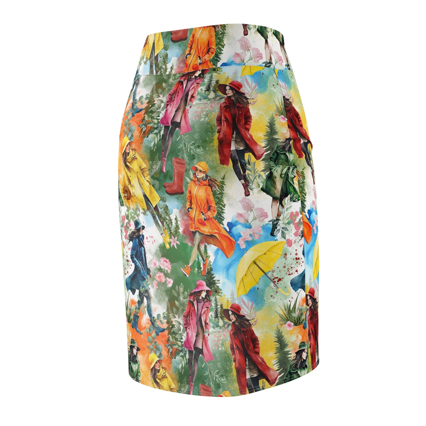 Rainbow Rain Pencil Skirt