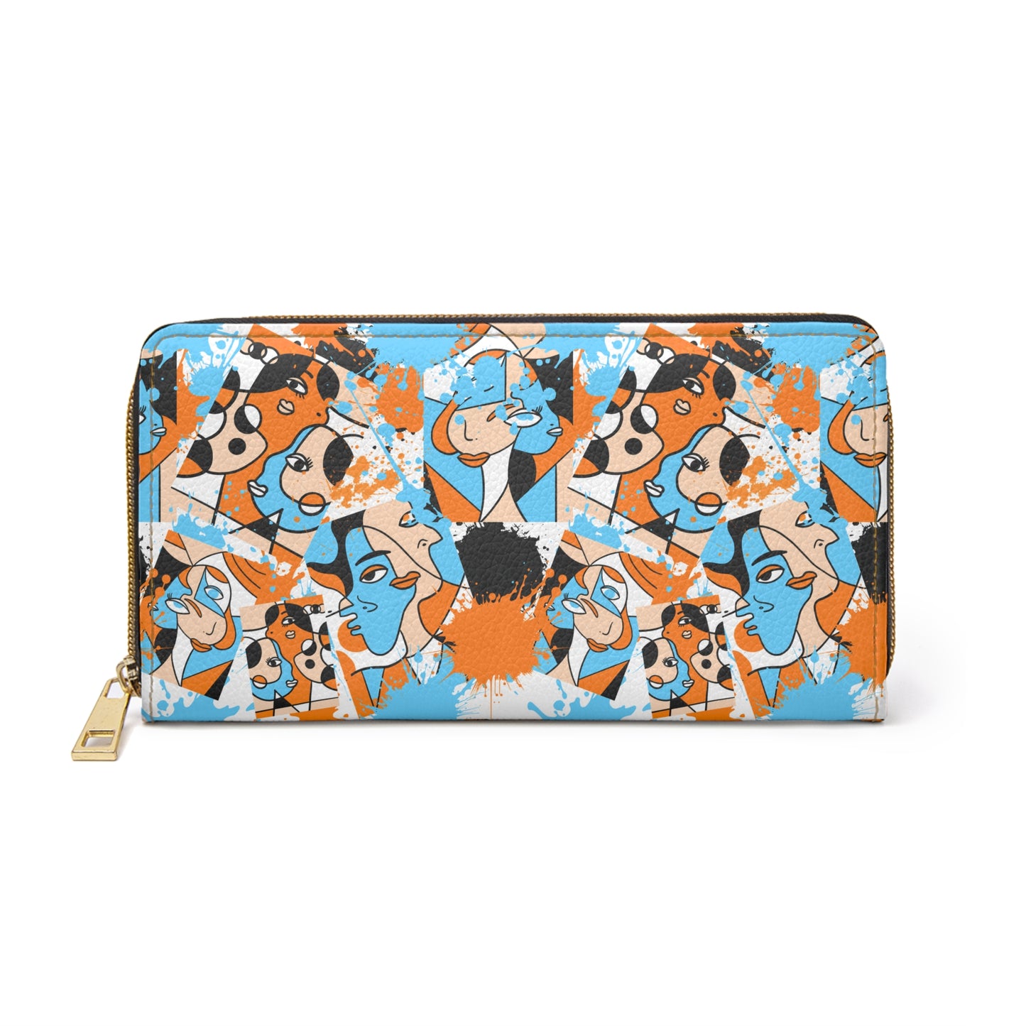 Abstract Faces Zipper Wallet