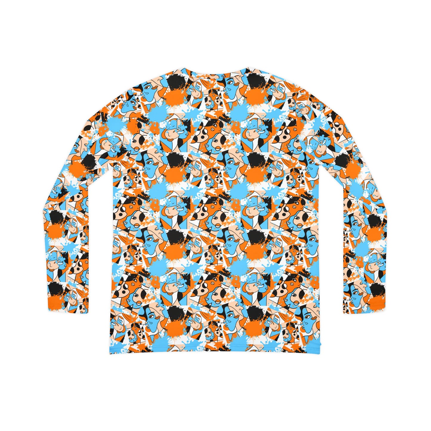 Abstract Faces Long Sleeve V-neck Shirt