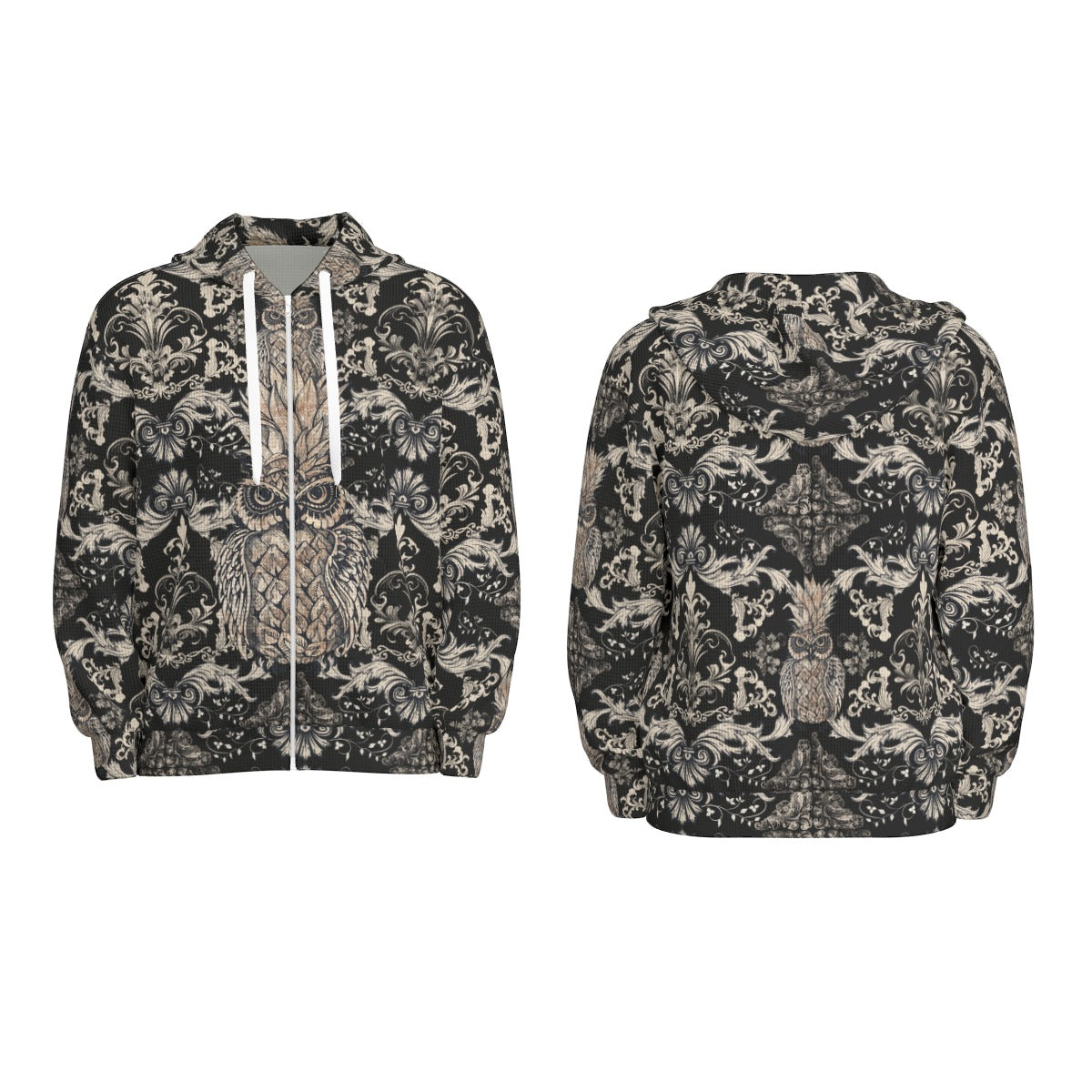 Owl Pineapple Zip Hooded Sweatshirt