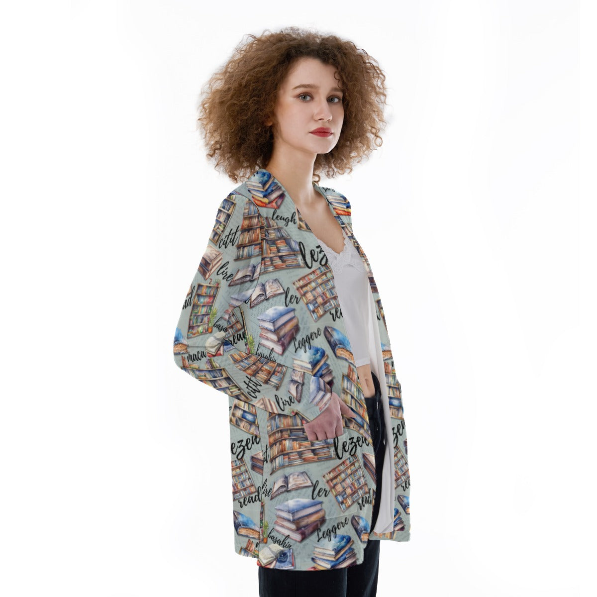 Volunteer Librarian Women's Patch Pocket Cardigan