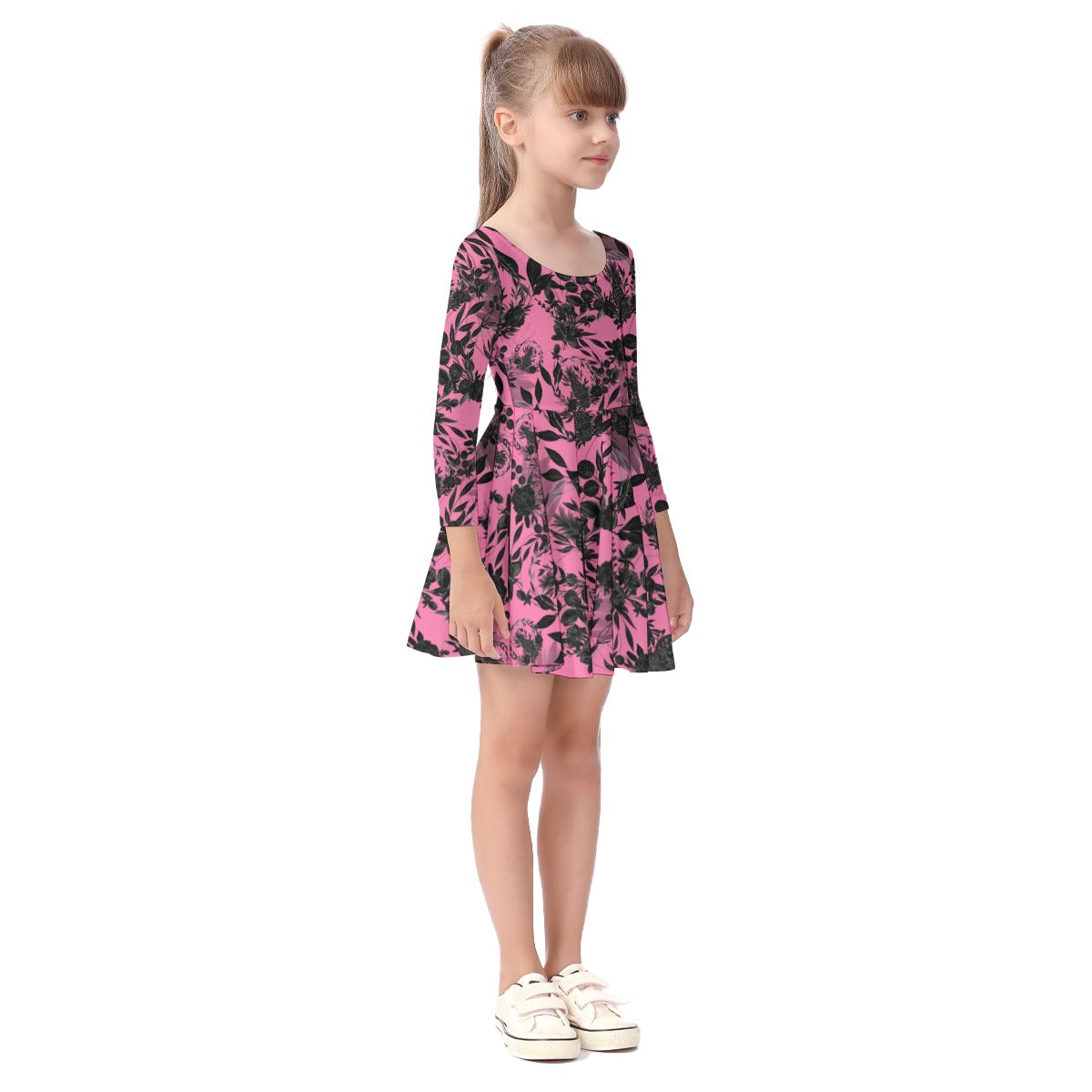 Dark Side Of Pineapples Kid's Long Sleeve Dress