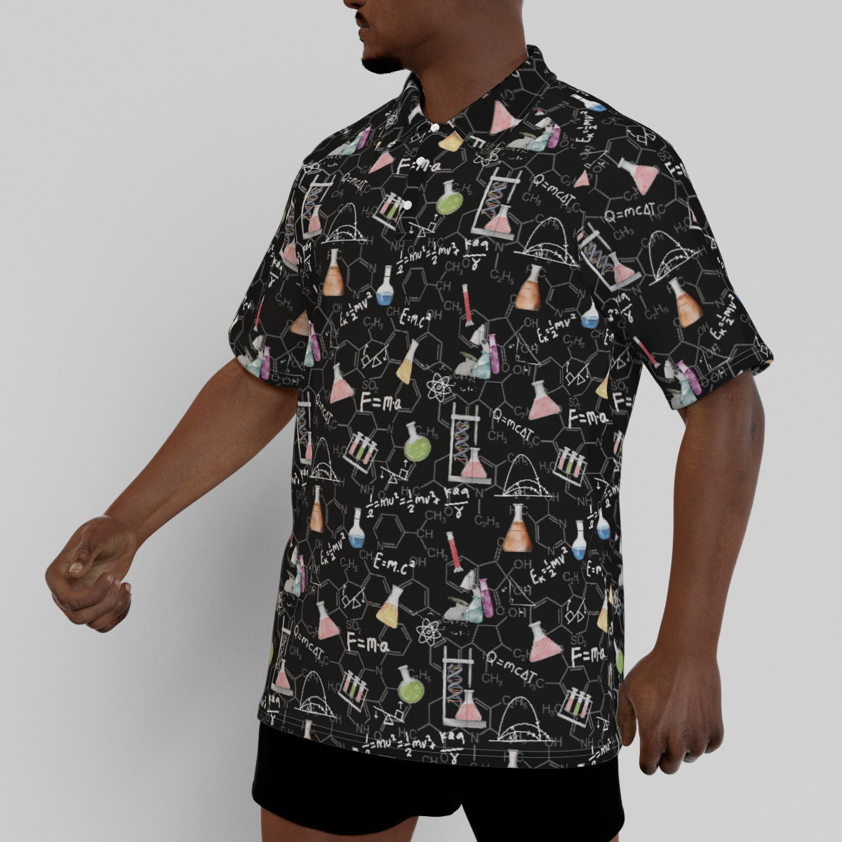 A Little Physics Men's Short Sleeve Polo Shirt With Button Closure