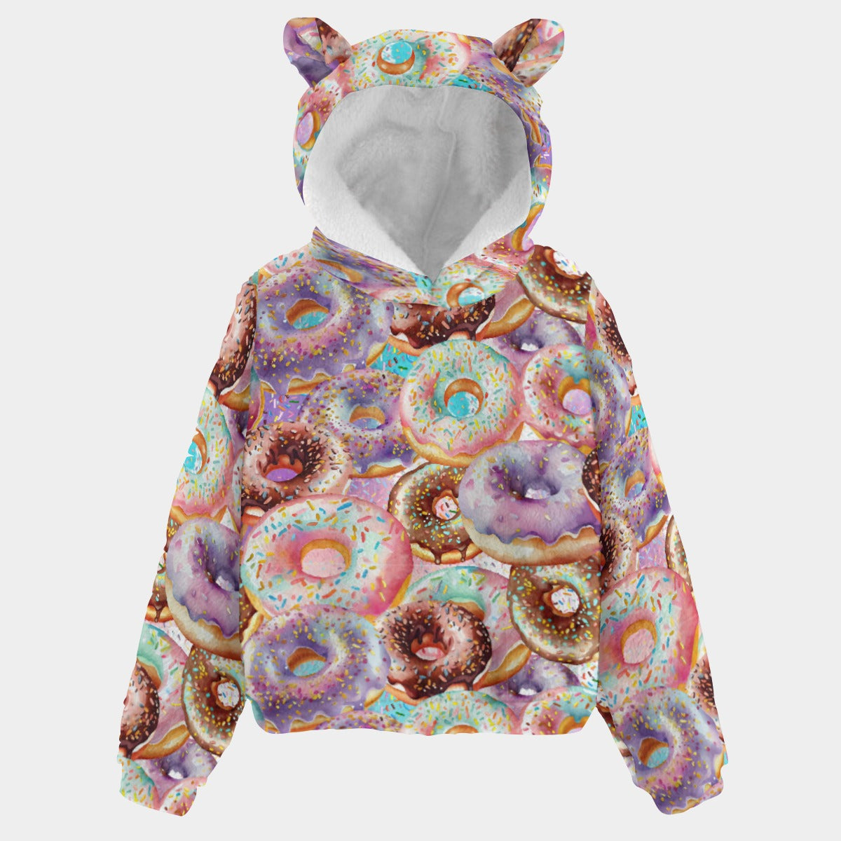 Donut Addiction Kid’s Borg Fleece Sweatshirt With Ear