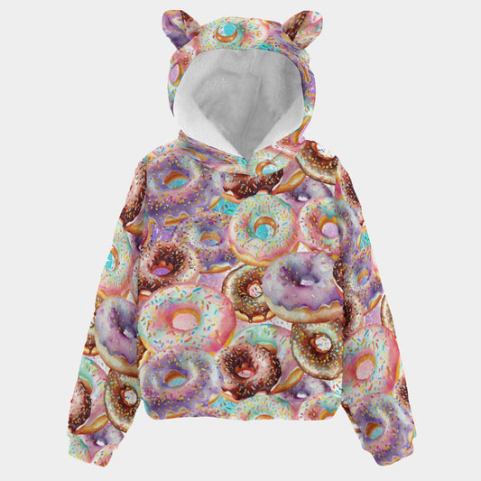 Donut Addiction Kid’s Borg Fleece Sweatshirt With Ear