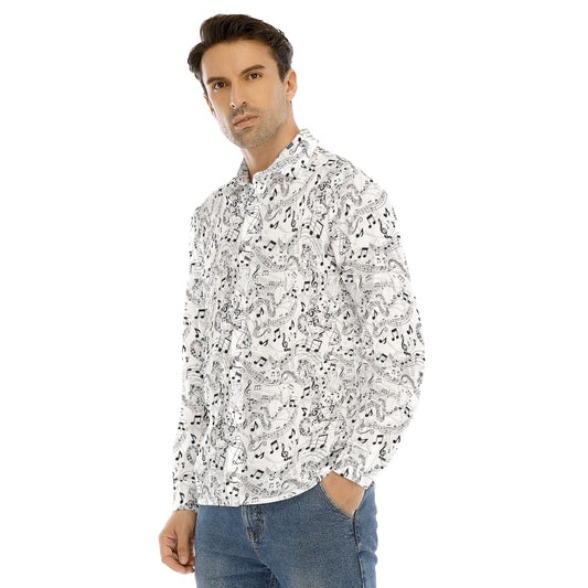 Staff Meeting Music Men's Lapel Collar Shirt With Concealed Placket