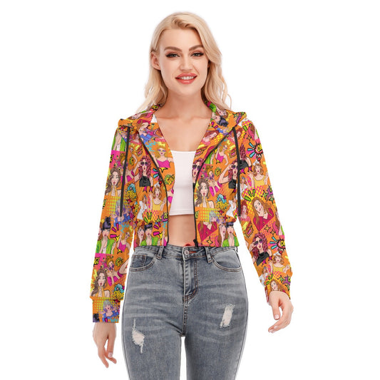 That's Shocking Women's Crop Top Hoodie With Zipper Closure