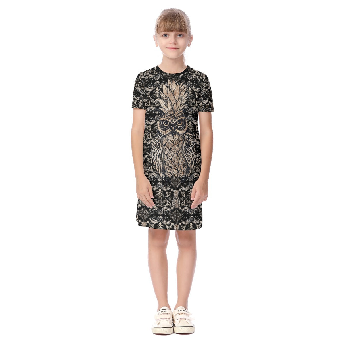 Owl Pineapple Kid's Short Sleeve Dress