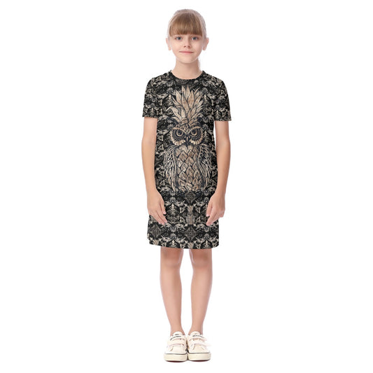 Owl Pineapple Kid's Short Sleeve Dress