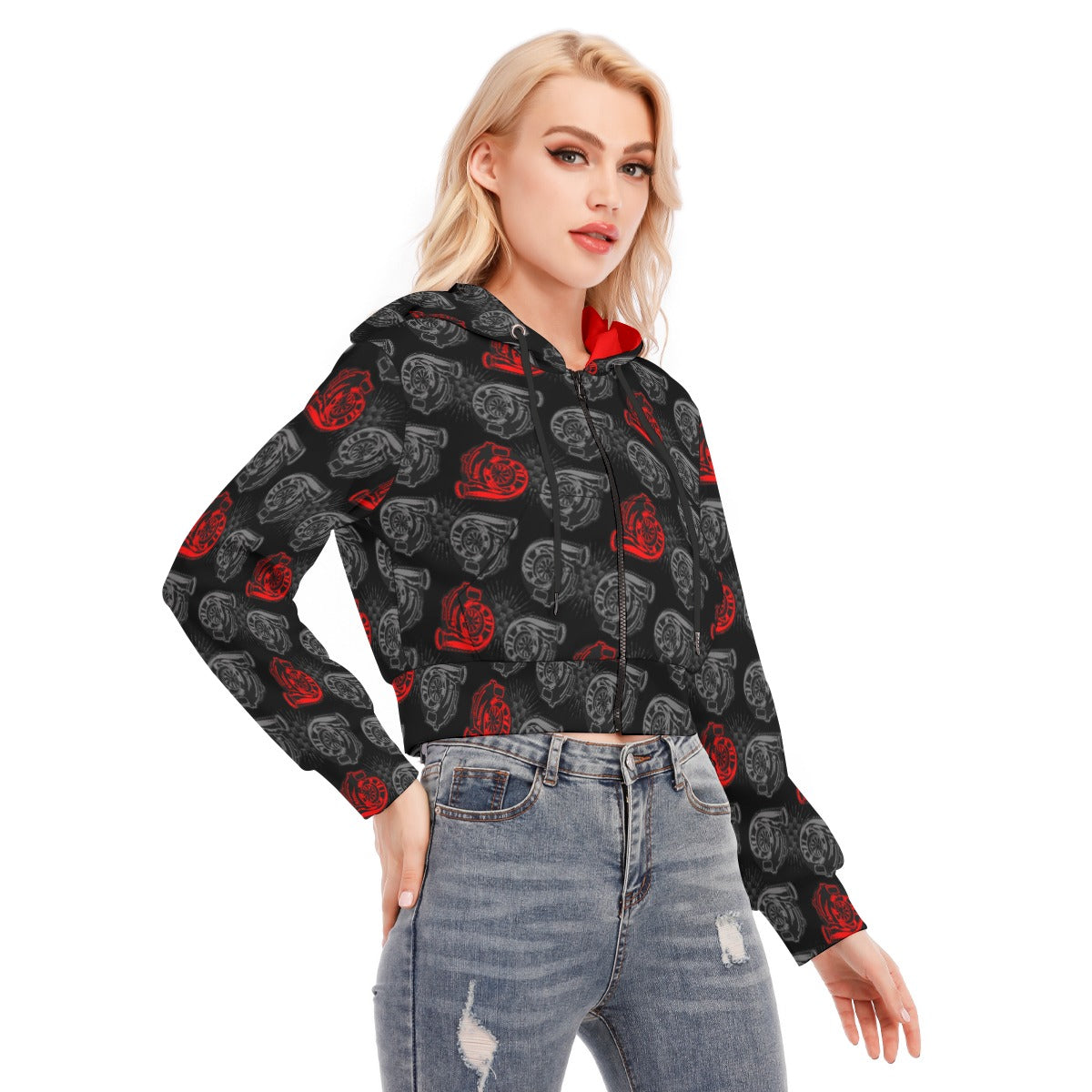 Turbo Women's Crop Top Hoodie With Zipper Closure