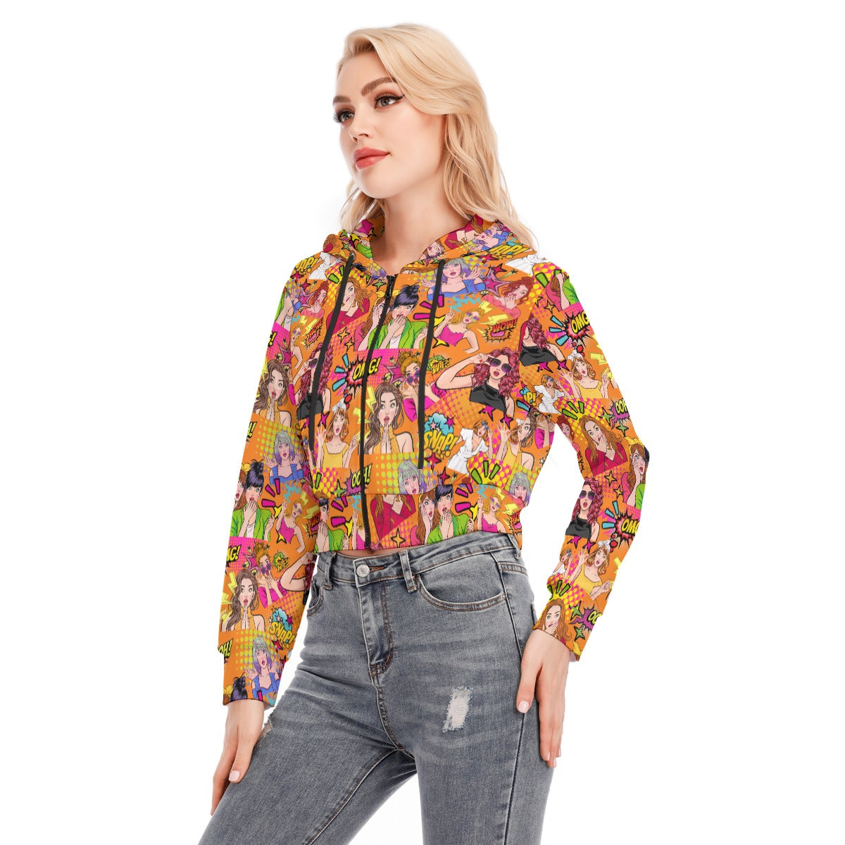 That's Shocking Women's Crop Top Hoodie With Zipper Closure