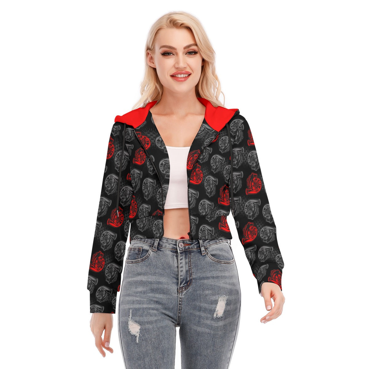 Turbo Women's Crop Top Hoodie With Zipper Closure