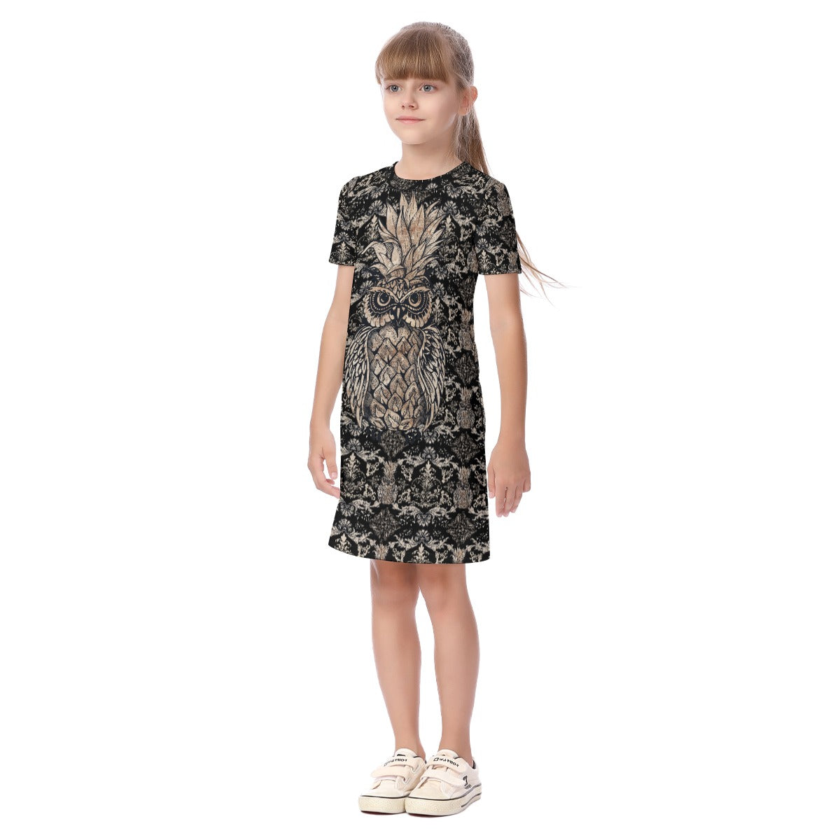 Owl Pineapple Kid's Short Sleeve Dress